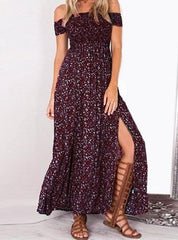  Sexy Side Split Off Shoulder Maxi Dress