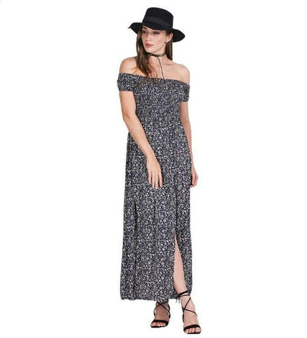  Sexy Side Split Off Shoulder Maxi Dress