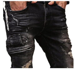 High Quality Mens Ripped Biker Jeans