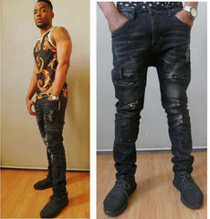 High Quality Mens Ripped Biker Jeans