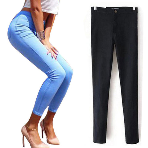 High Waist Push Up Elastic Jeans