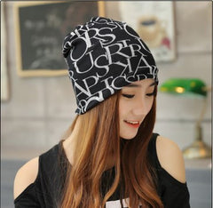 Cap Knitted Scarf Letter Beanies