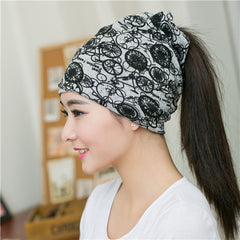 Cap Knitted Scarf Letter Beanies