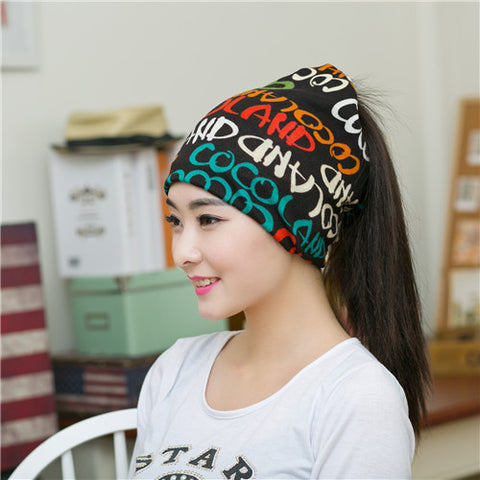 Cap Knitted Scarf Letter Beanies