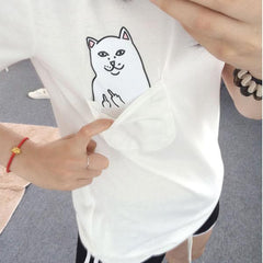 Cat Lovers Pocket Summer T Shirt