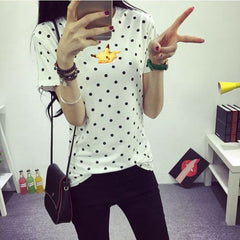 Girls O-neck Polka Dotted Printed Tshirt