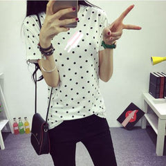 Girls O-neck Polka Dotted Printed Tshirt