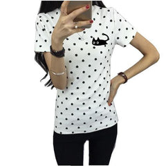 Girls O-neck Polka Dotted Printed Tshirt