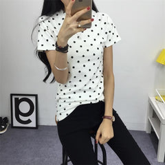 Girls O-neck Polka Dotted Printed Tshirt