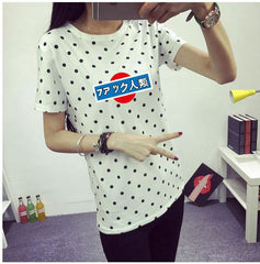 Girls O-neck Polka Dotted Printed Tshirt