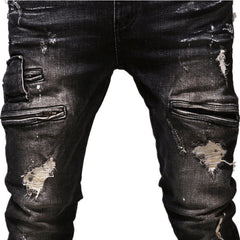 High Quality Mens Ripped Biker Jeans