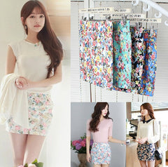 Fashion Girl Flower Print Skirt