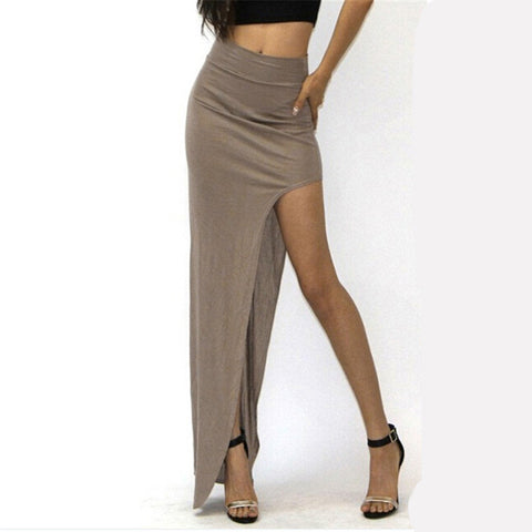 Women High Waist Open Side Split Skirt