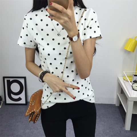 Girls O-neck Polka Dotted Printed Tshirt