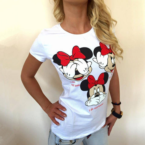 Carton Letter Print Female Top