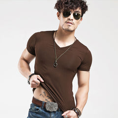  V Neck Short Sleeve Men Tees 